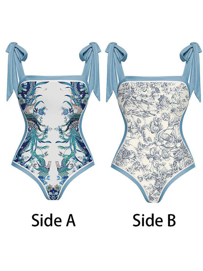 Fashion Print Reversible One-Piece Swimsuit