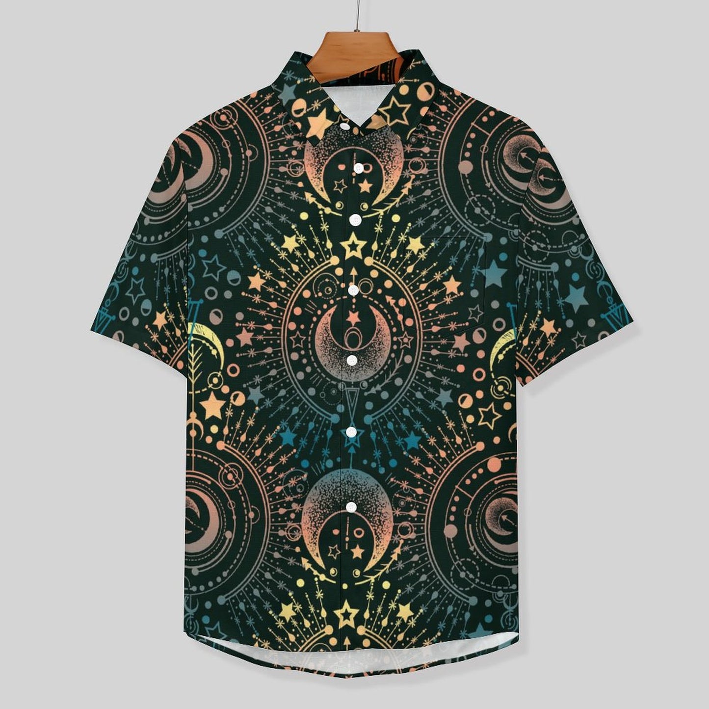 Men's Star And Moon Print Vacation Hawaiian Shirt 2306104044