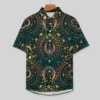 Men's Star And Moon Print Vacation Hawaiian Shirt 2306104044