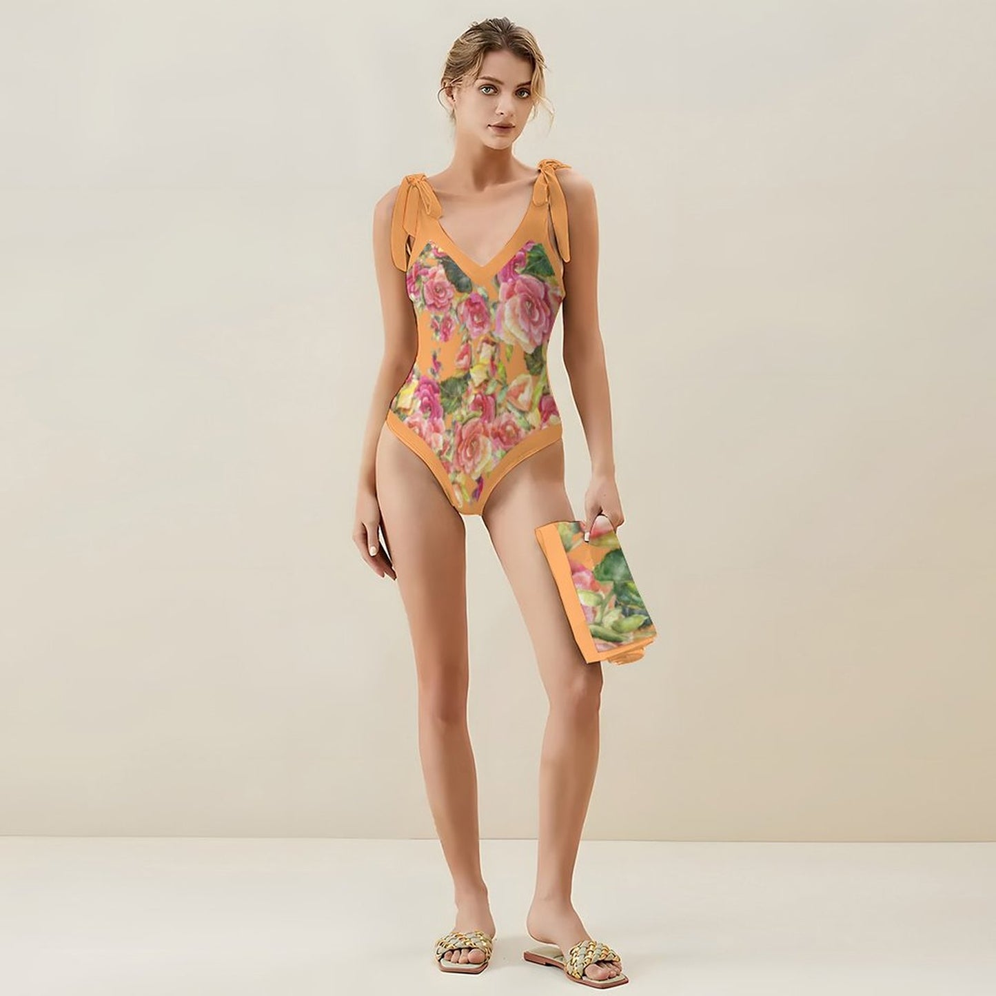 Casual Printed One-Piece Swimsuit And Cover Up 2305102821