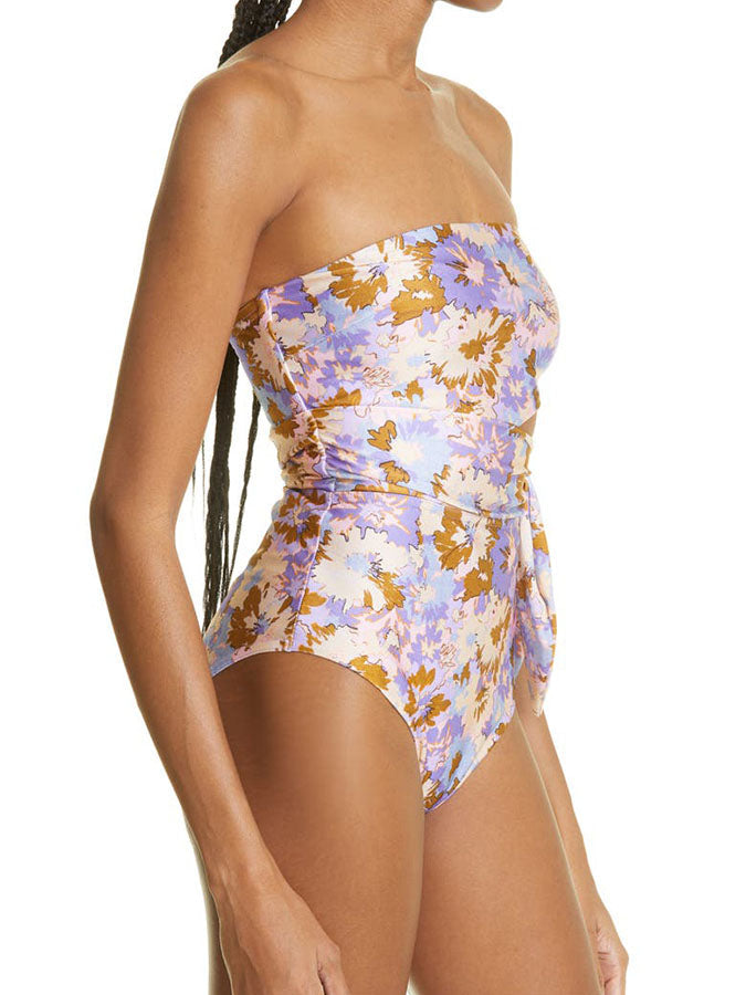 Bandeau Print Tie One Piece Swimsuit