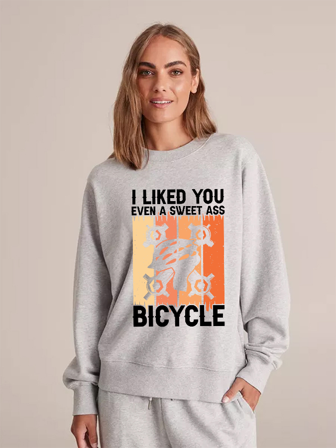 Unisex Round Neck Casual Bicycle Printed Long Sleeve Sweatshirt