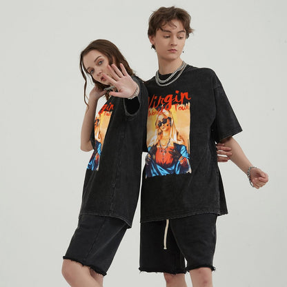 Unisex Vintage Solid Wash T-Shirts 2305102629