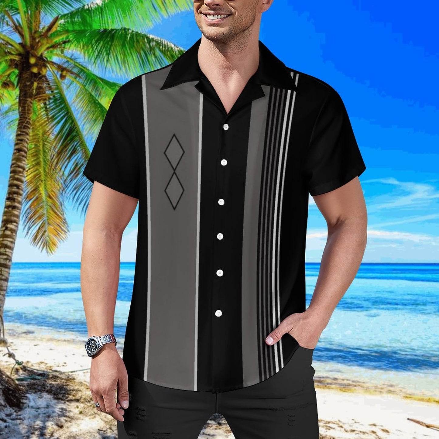 Men's Hawaiian Print Casual Shirt 2304104820