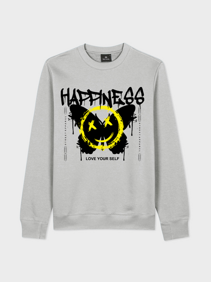 Men's Happiness Round Neck Casual Printed Long Sleeve Sweatshirt