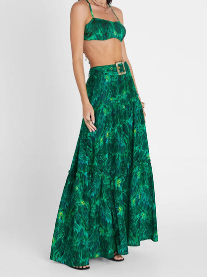 Feather Print One Piece And Cover Up