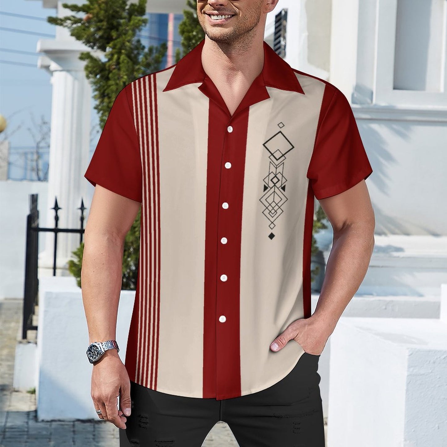Men's Hawaiian Print Casual Shirt 2304104795