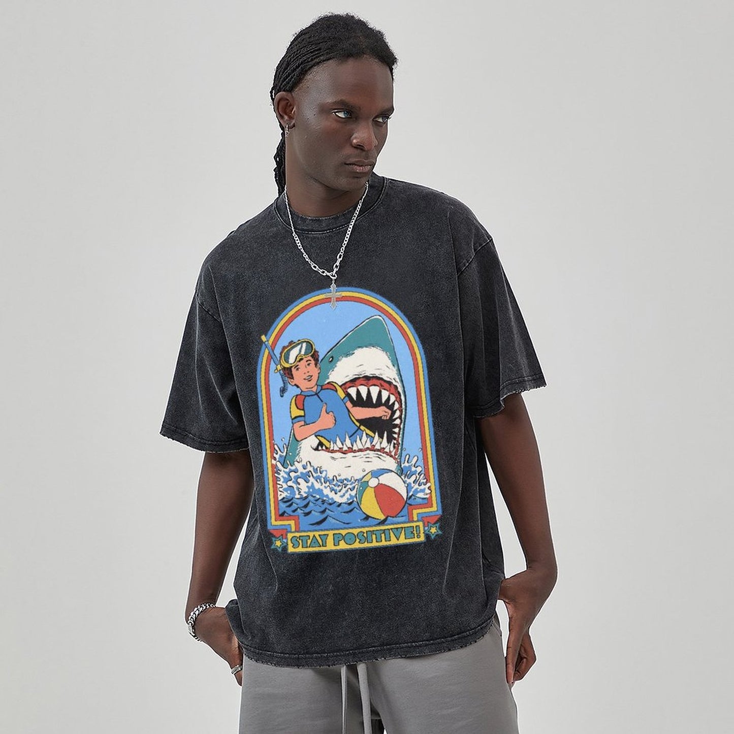 Unisex Vintage Solid Wash Denim T-Shirts 2306101203