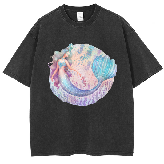 Mens Cotton Wash Solid T-Shirts Oversized Unisex Short Sleeve Streetwear Rap Hip Hop Basic Tee Tops