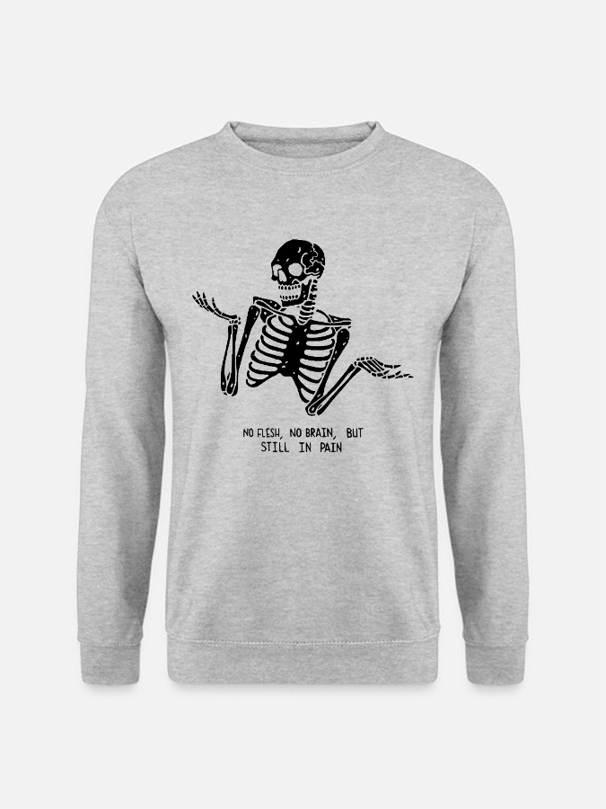 Unisex Round Neck Casual Skeleton Printed Long Sleeve Sweatshirt