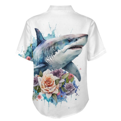 Men's Shark Painted Art Print Vacation Hawaiian Shirt