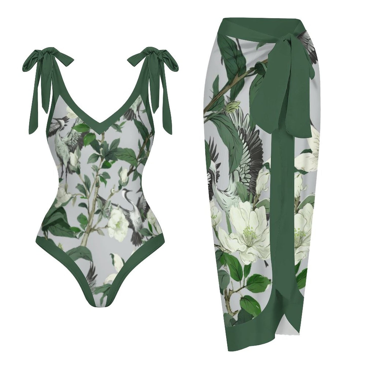 Casual Printed One-Piece Swimsuit And Cover Up 2305102453