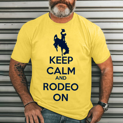 Keep Calm and Rodeo on Men's Casual Printed T-Shirt