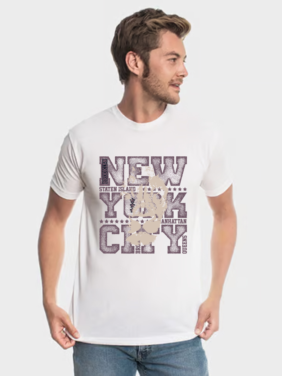 Men's Casual Letter Printed Round Neck Short Sleeve T-Shirt