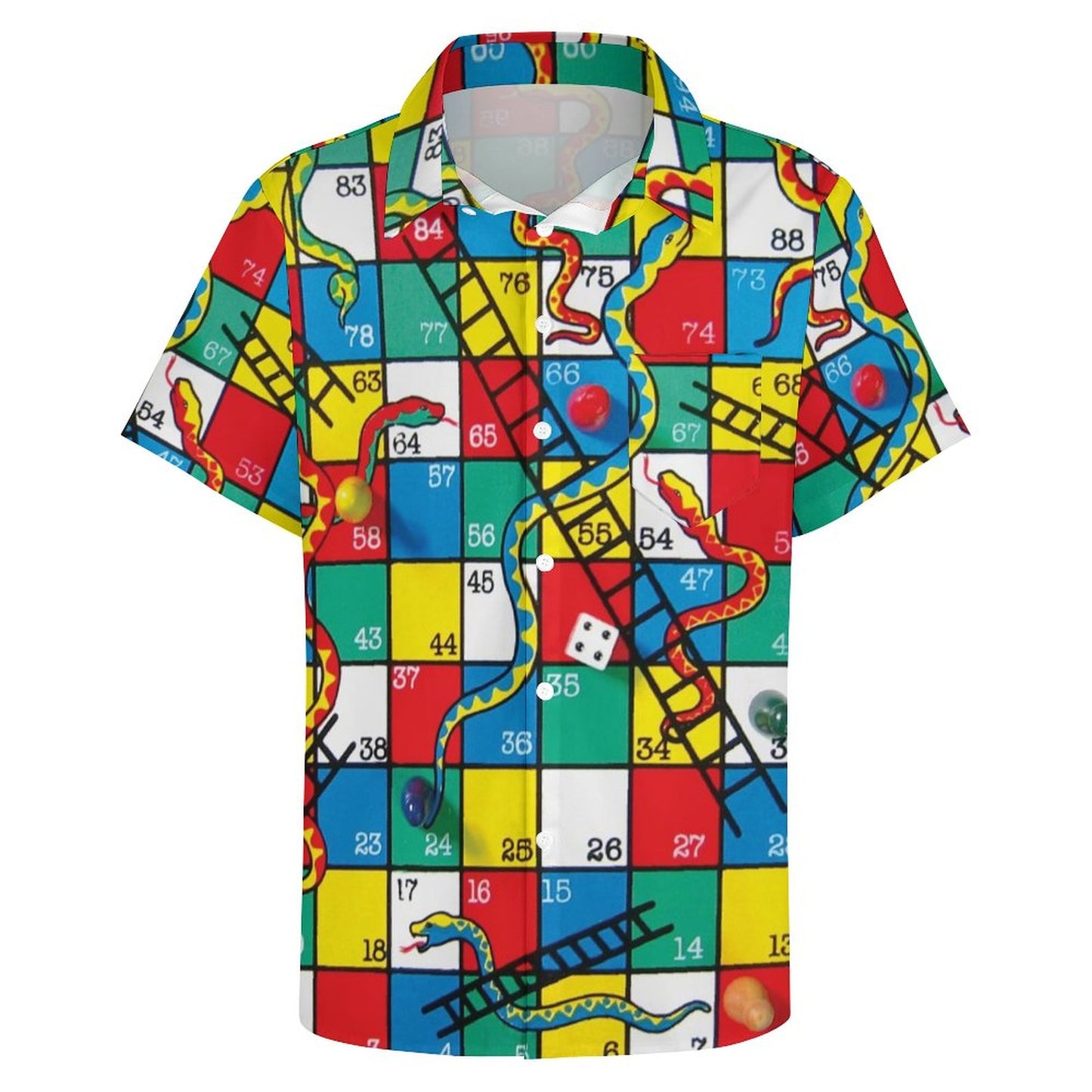 Men's Snakes N Ladders Print Casual Short Sleeve Shirt 2306102513
