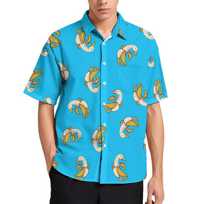 Men's Banana Duck Print Casual Short Sleeve Shirt 2306102381