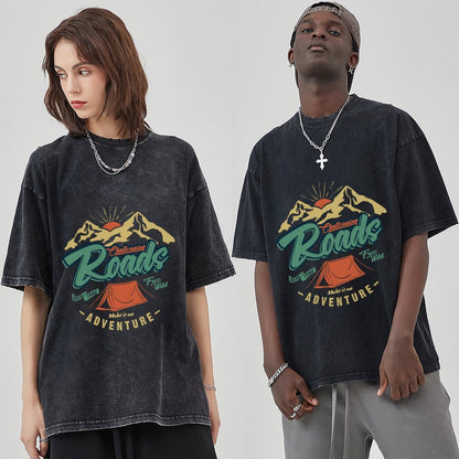 Unisex Vintage Solid Wash T-Shirts 2305102646