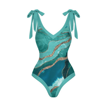 Casual Printed One-Piece Swimsuit And Cover Up 2305102699