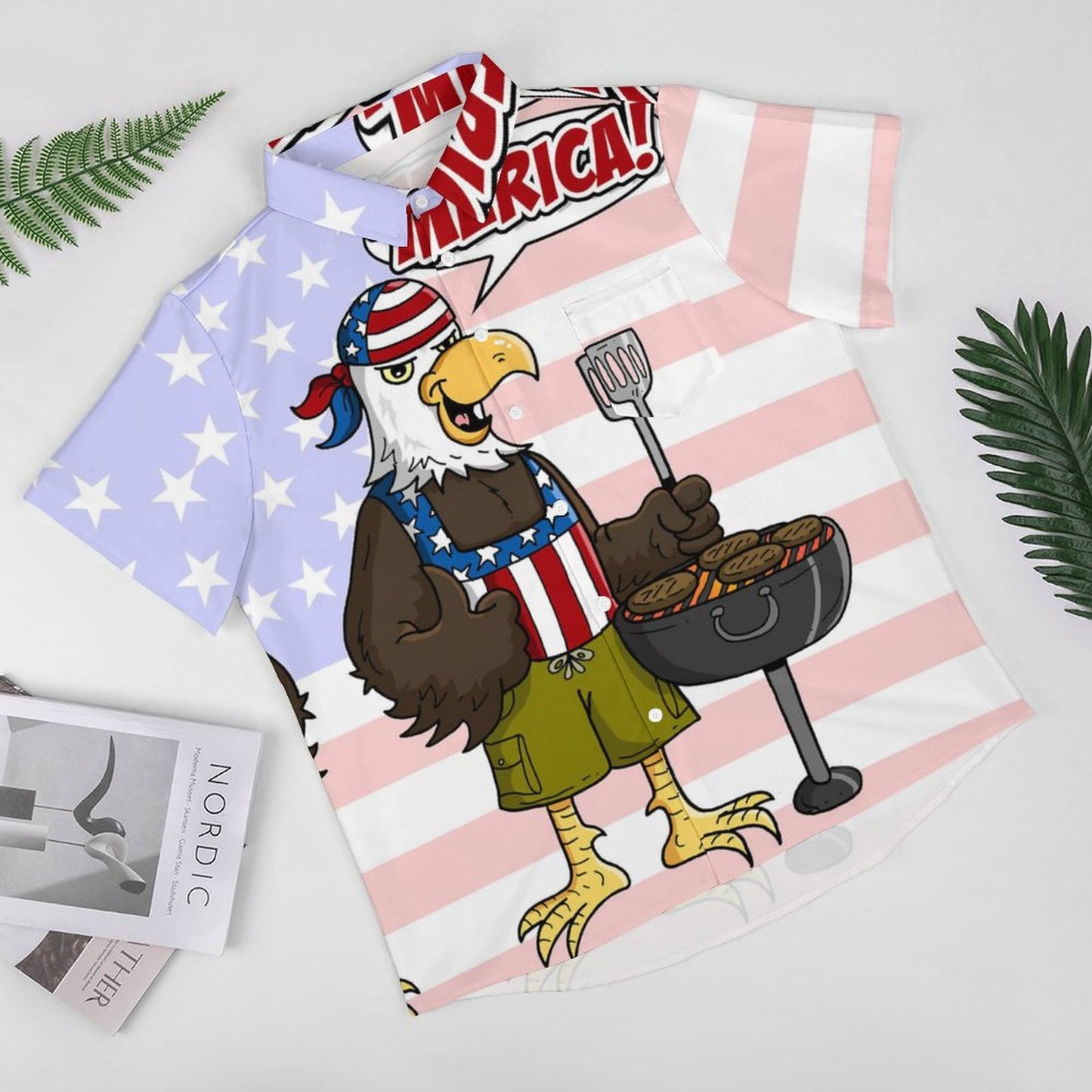 Men's Hawaiian Eagle Grill Print Casual Short Sleeve Shirt 2306102829