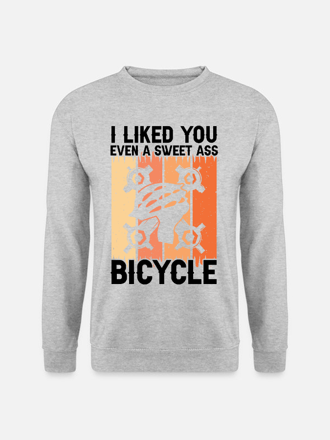 Unisex Round Neck Casual Bicycle Printed Long Sleeve Sweatshirt