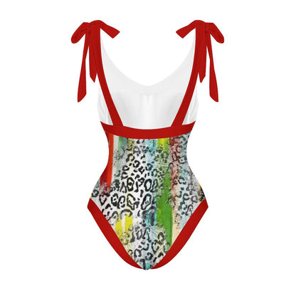 Casual Printed One-Piece Swimsuit And Cover Up 2305102687