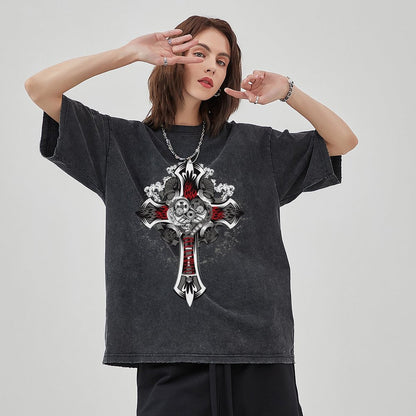 Unisex Vintage Solid Wash T-Shirts 2305102858