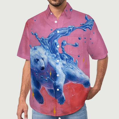 Men's Polar Bear Painted Art Print Vacation Hawaiian Shirt2305106293