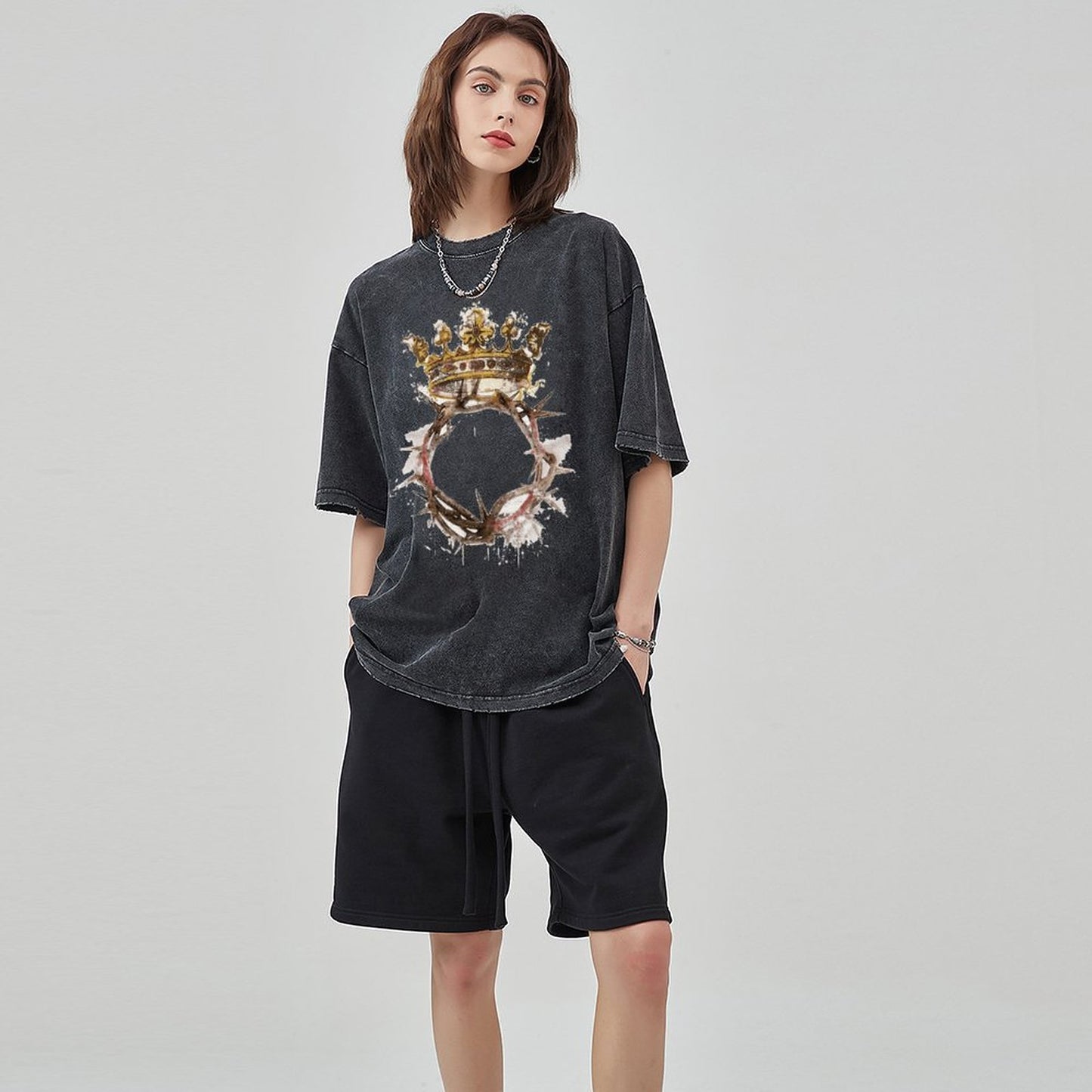 Unisex Vintage Solid Wash T-Shirts 2305103947