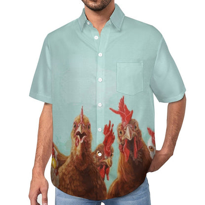 "Chicken's Watch" Casual Men's Print Shirt
