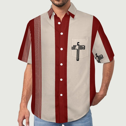 Men's Hawaiian Print Lapel Shirt 2304104797