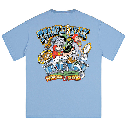 Unisex Vintage Casual Wash Print Denim T