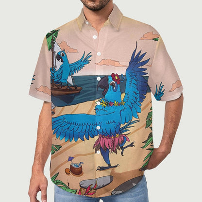 Men's Parrot Print Vacation Hawaiian Shirt 2306100691