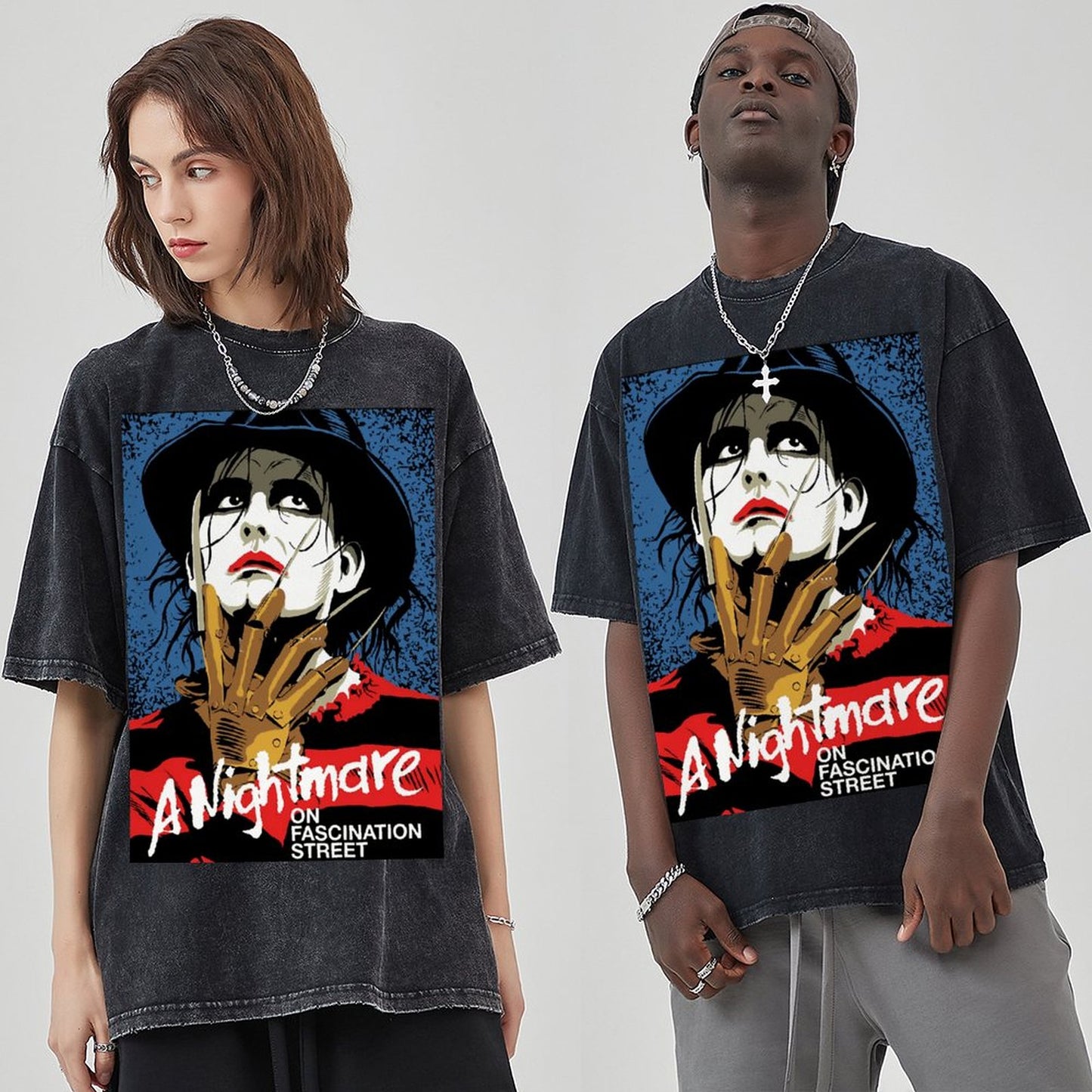 Unisex Vintage Solid Wash Denim T-Shirts