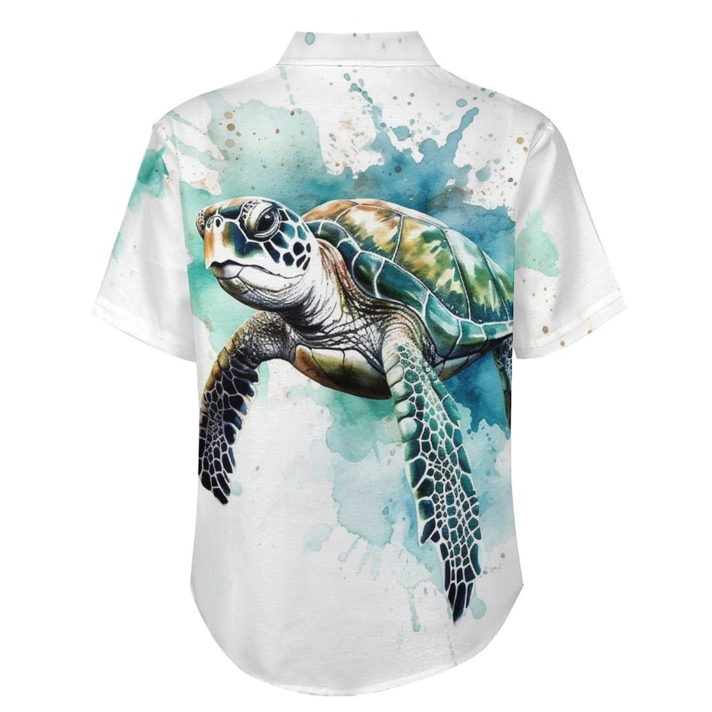 Men's Watercolor Turtle Art Print Vacation Hawaiian Shirt