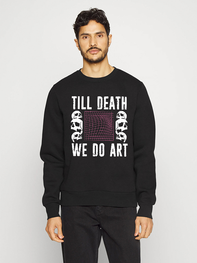 Unisex Round Neck Casual Skull Printed Long Sleeve Sweatshirt