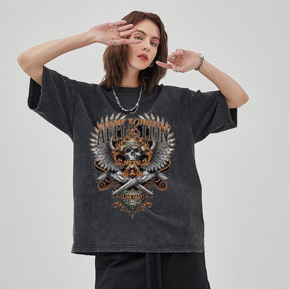 Unisex Vintage Solid Wash T-Shirts 2305104090