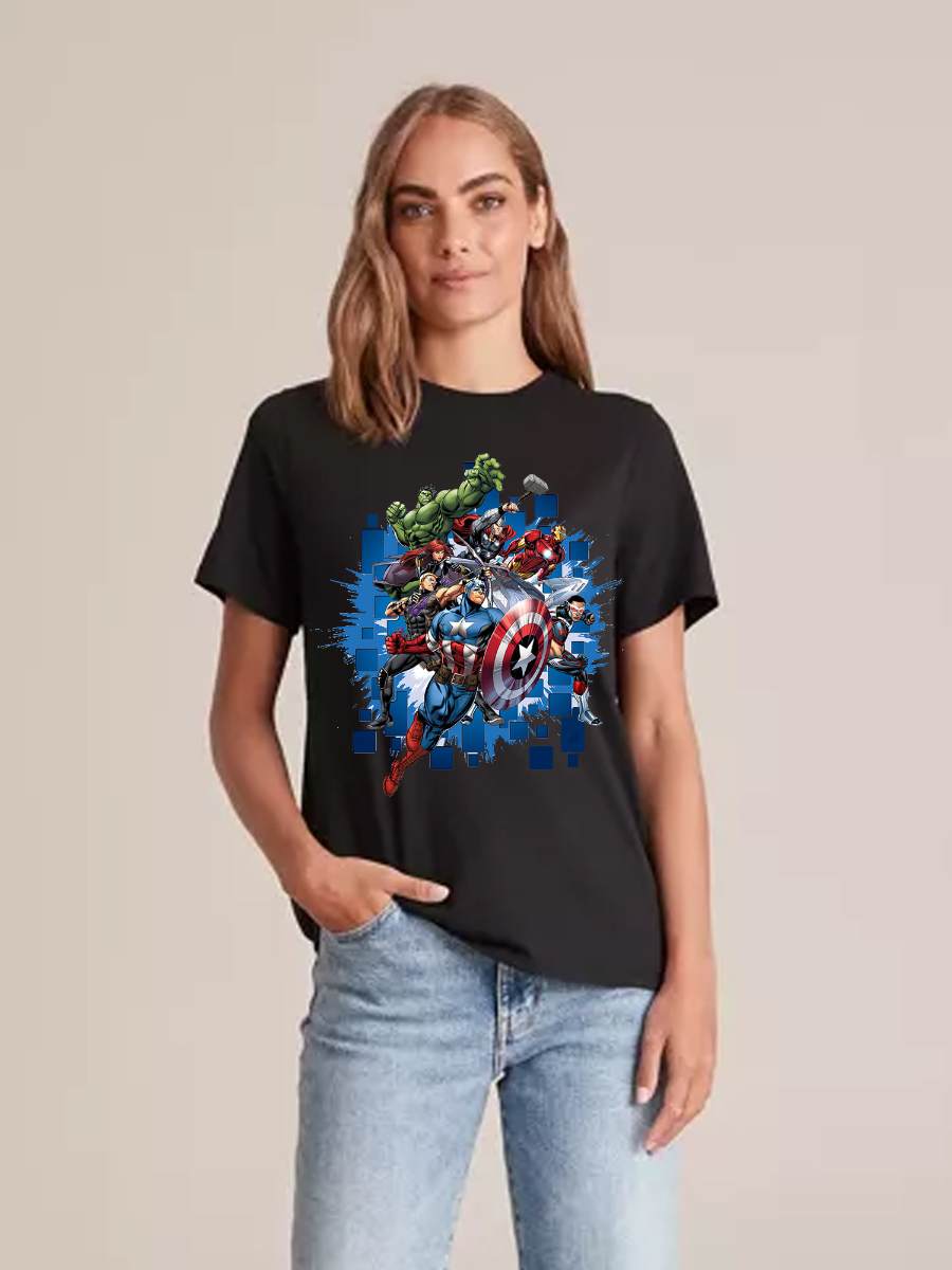 Women's Casual The Avengers Printed Round Neck Short Sleeve T-Shirt