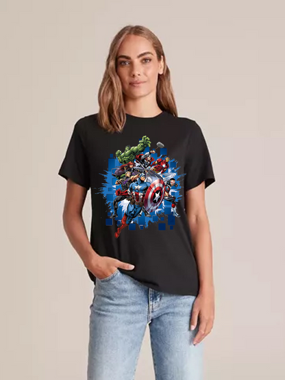 Women's Casual The Avengers Printed Round Neck Short Sleeve T-Shirt