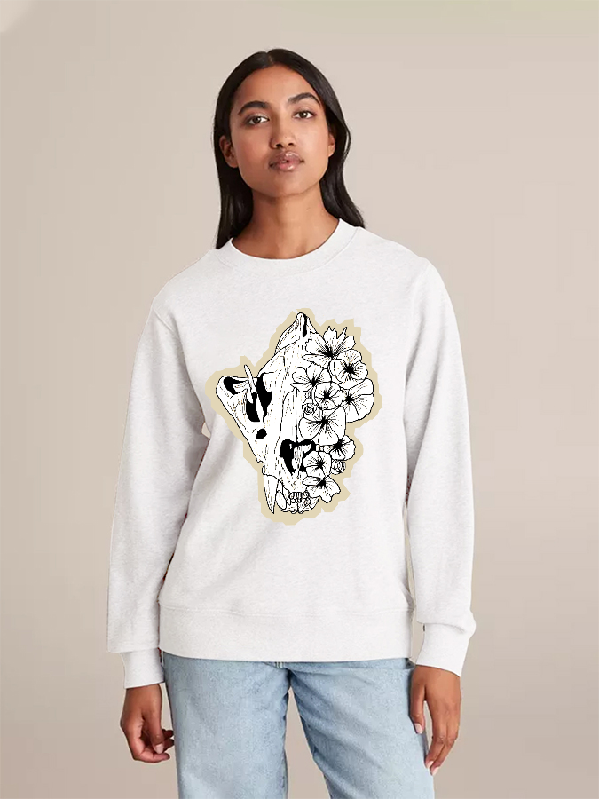 Unisex Round Neck Casual Printed Long Sleeve Sweatshirt