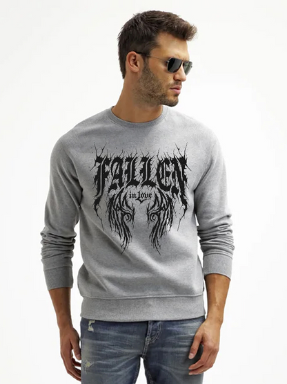 Unisex Round Neck Casual Fallen In Love Printed Long Sleeve Sweatshirt