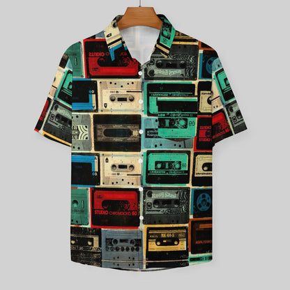 Men's Hawaiian Tape Print Vacation Shirt 2306101929
