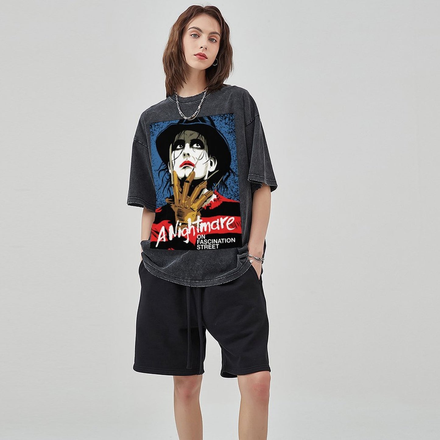 Unisex Vintage Solid Wash Denim T-Shirts