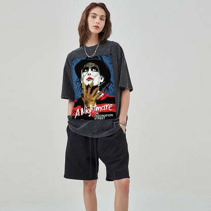 Unisex Vintage Solid Wash Denim T-Shirts