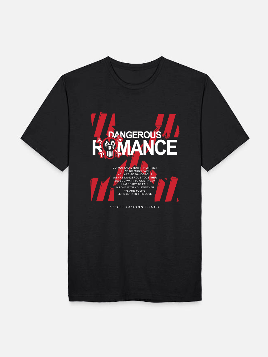 Men's Letter Casual Printed Round Neck Short Sleeve T-Shirt