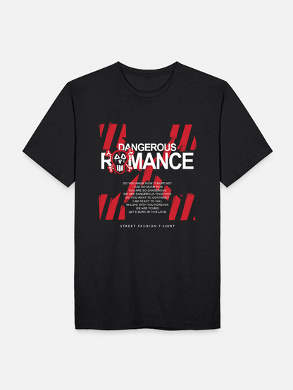 Men's Letter Casual Printed Round Neck Short Sleeve T-Shirt