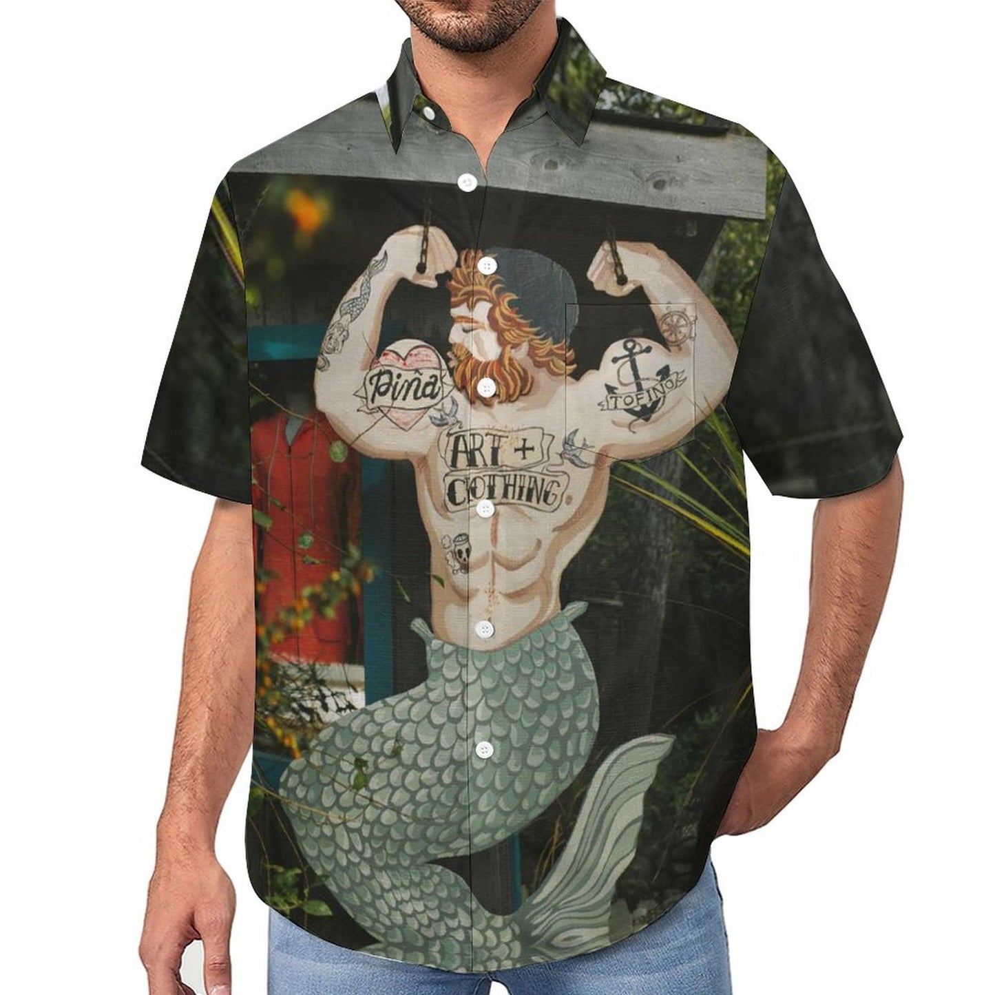 Men's Hawaiian Print Lapel Shirt 2304107117