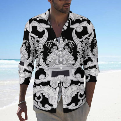 Men's Casual Printed Long Sleeve Shirt 2306103082