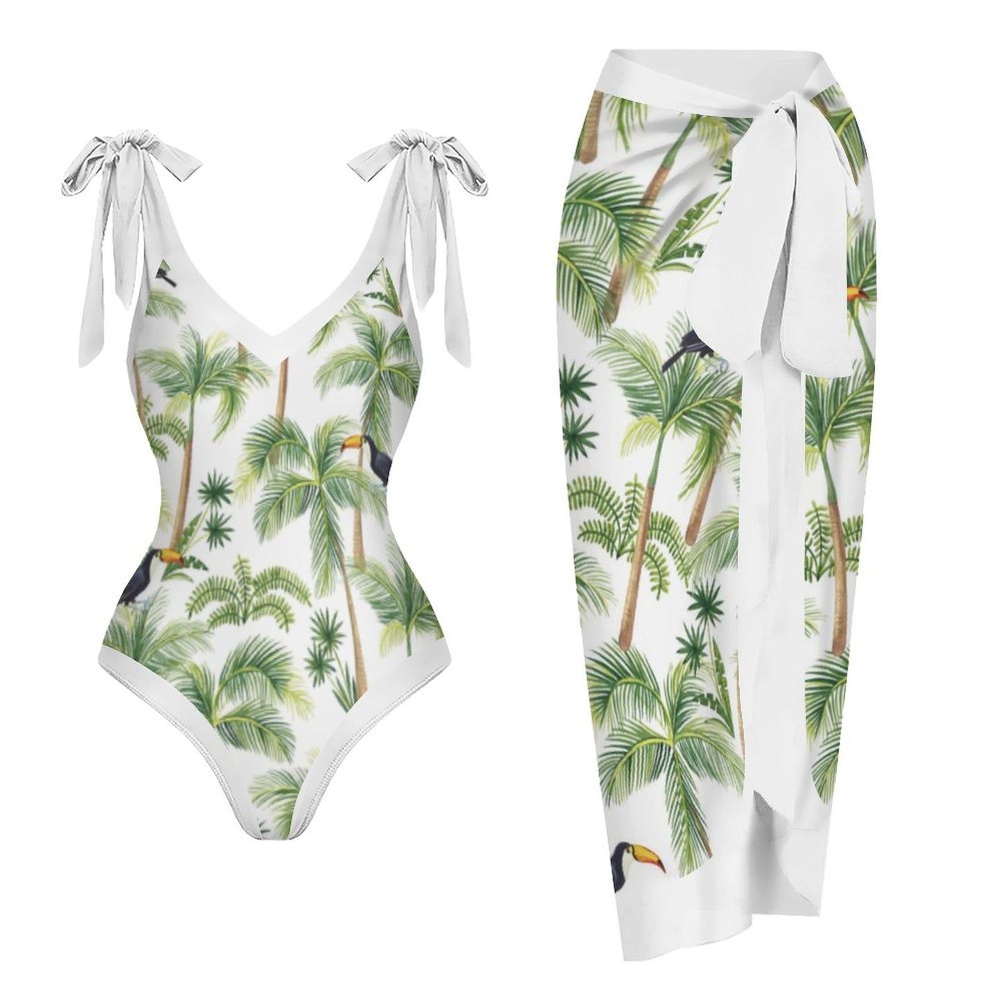Casual Printed One-Piece Swimsuit And Cover Up 2305102412