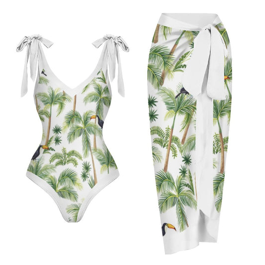 Casual Printed One-Piece Swimsuit And Cover Up 2305102412