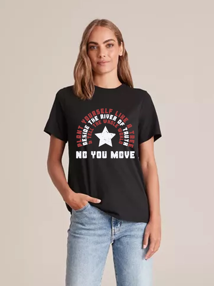 Women's Casual Marvel No You Move Printed Round Neck Short Sleeve T-Shirt